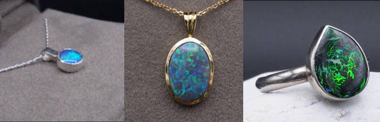 Dark Crystal Opal Pendant 18k Yellow Gold