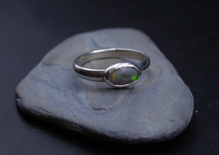 East to West Dark Opal Ring