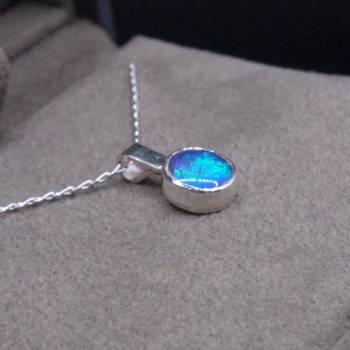 Sterling Silver Crystal Opal Pendant